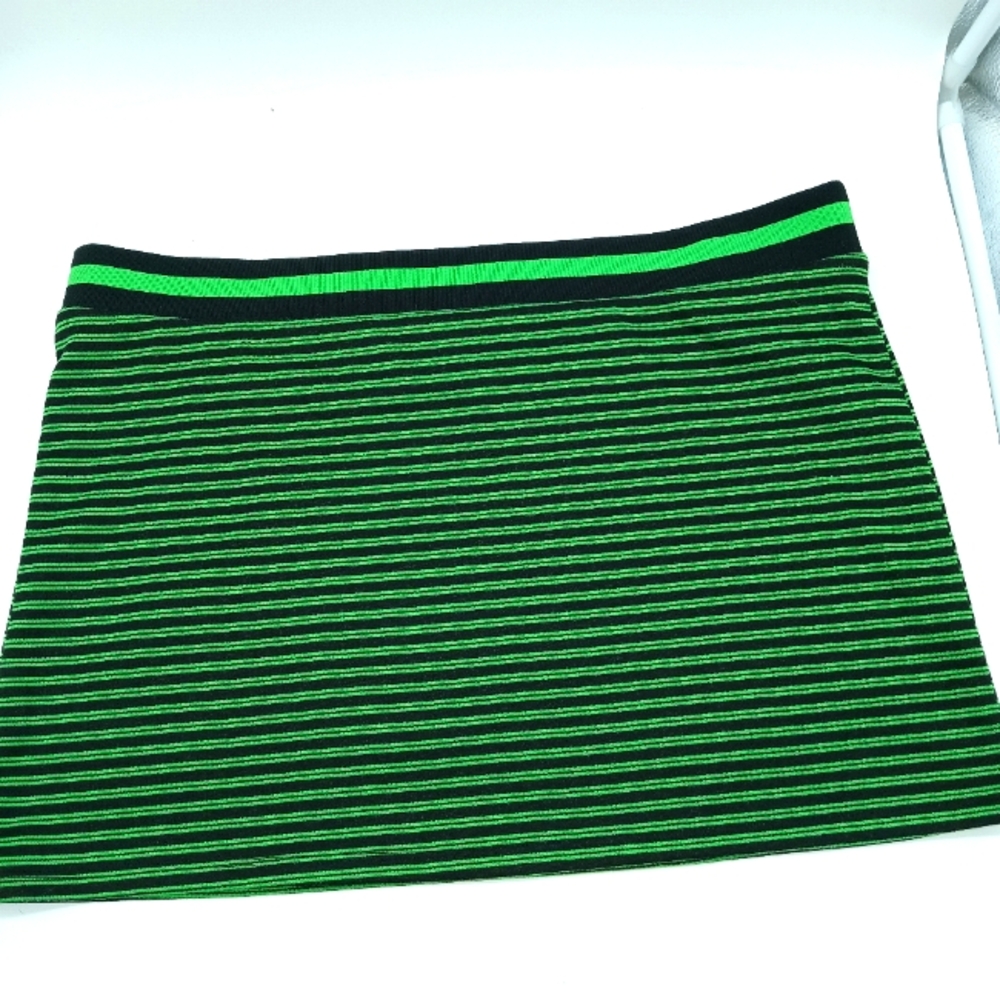 Future Collective Green & Black Striped Mini Skirt Size Large